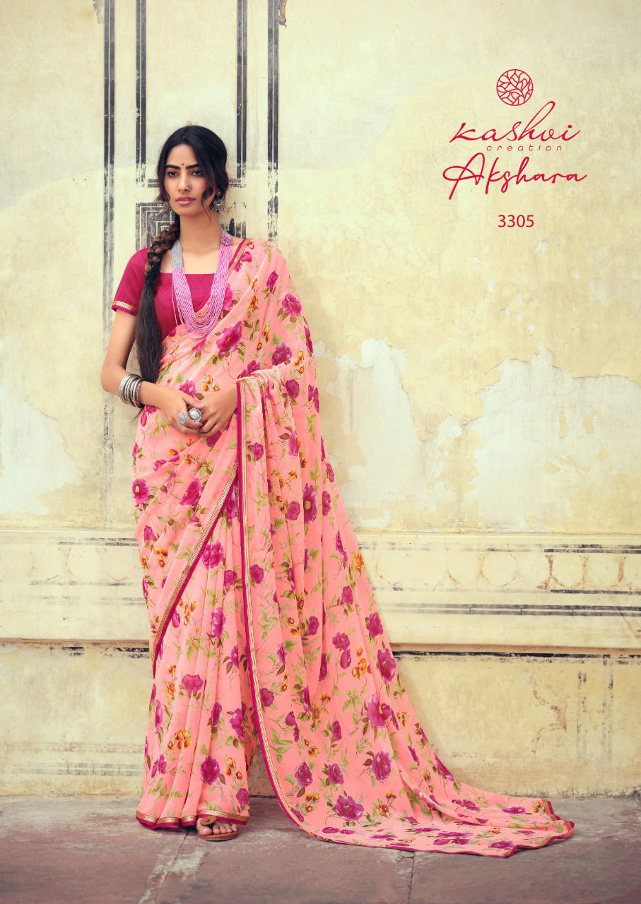 Kashvi Akshara Latest Fancy Designer Silk Casual Wear Chiffon Printed Saree Collection